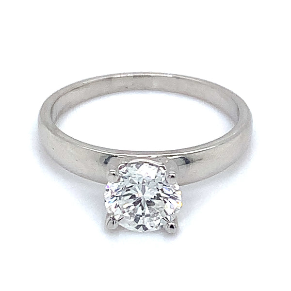 (LD) Anillo con diamante de laboratorio en oro blanco 14kt.