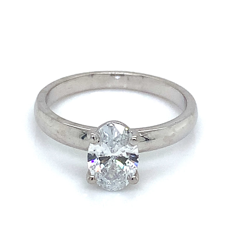 (LD) Anillo con diamante de laboratorio en oro blanco 14kt.