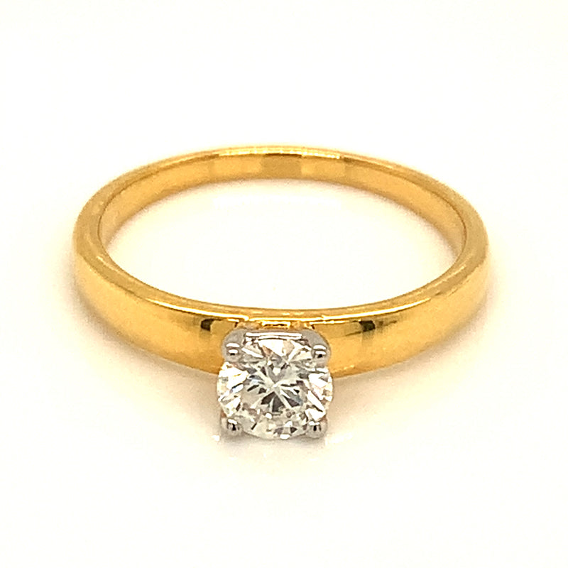 (LD) Anillo con diamante de laboratorio en oro amarillo 14kt. D-0.44Cts.