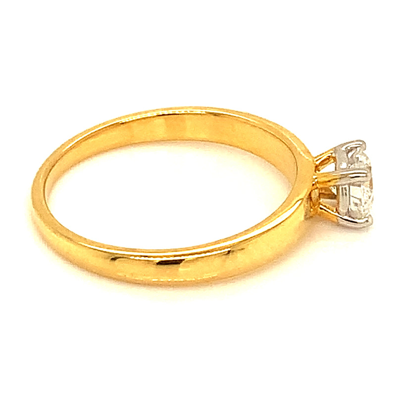 (LD) Anillo con diamante de laboratorio en oro amarillo 14kt. D-0.44Cts.