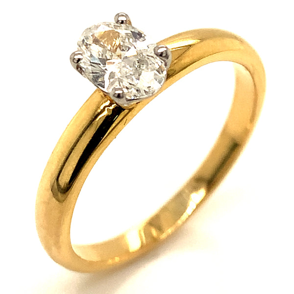 (LD) Anillo con diamante de laboratorio en oro amarillo 14kt.