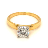 (LD) Anillo con diamante de laboratorio en oro amarillo 14kt.