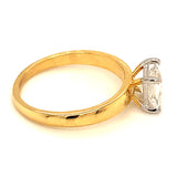 (LD) Anillo con diamante de laboratorio en oro amarillo 14kt.