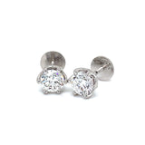 (LD) Aretes con diamantes de laboratorio en oro blanco 14kt. D-1.91Cts.