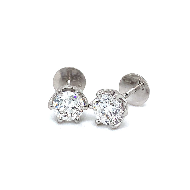 (LD) Aretes con diamantes de laboratorio en oro blanco 14kt. D-1.91Cts.