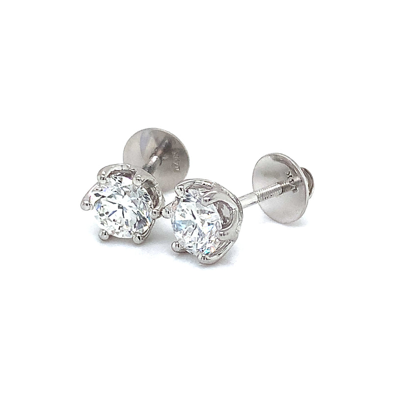 (LD) Aretes con diamantes de laboratorio en oro blanco 14kt. D-1.91Cts.
