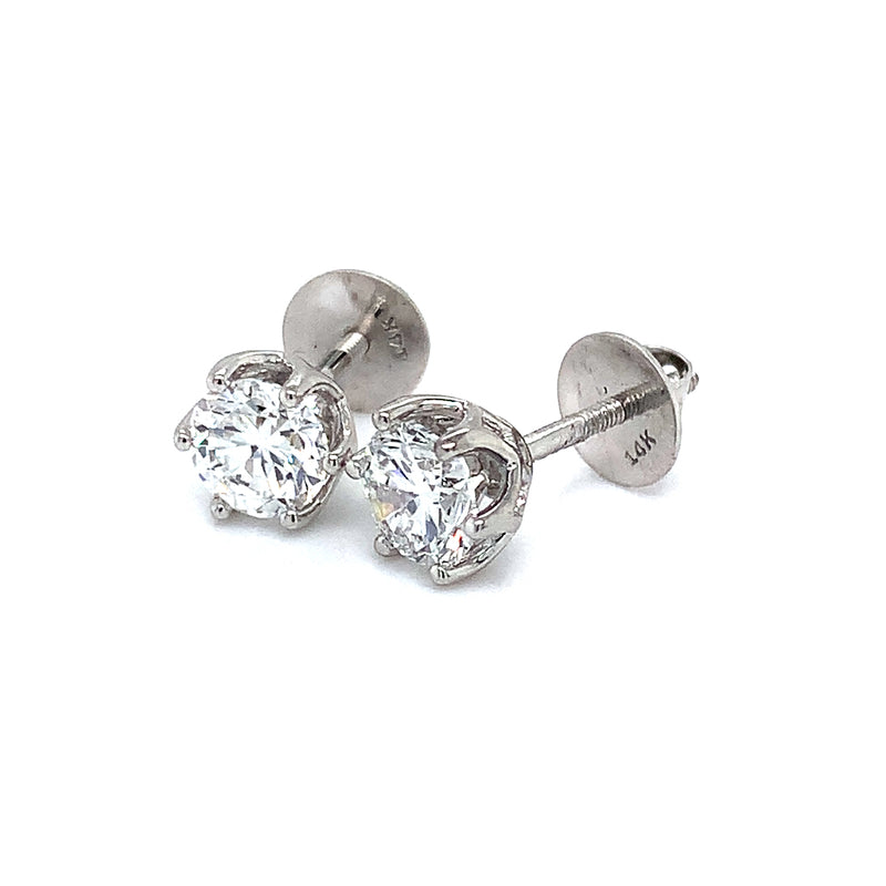 (LD) Aretes con diamantes de laboratorio en oro blanco 14kt. D-1.91Cts.