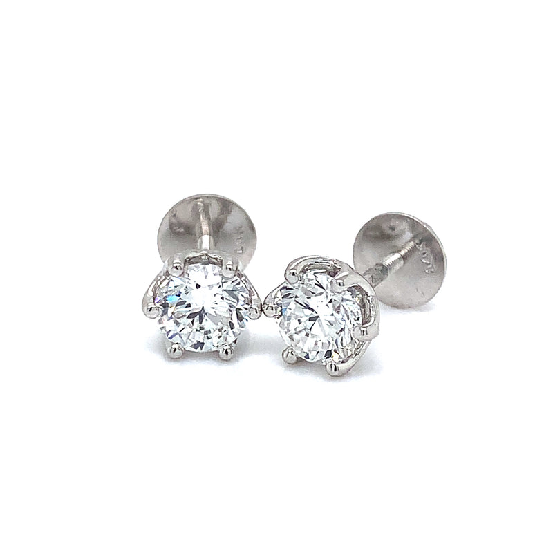 (LD) Aretes con diamantes de laboratorio en oro blanco 14kt. D-1.89Cts.