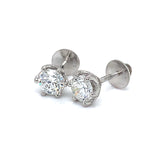 (LD) Aretes con diamantes de laboratorio en oro blanco 14kt. D-1.89Cts.
