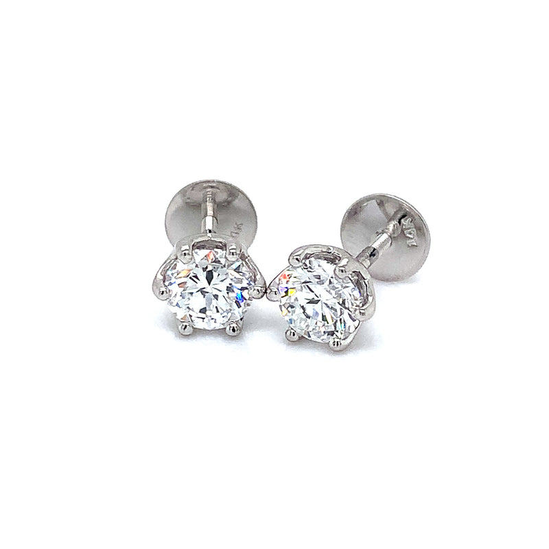 (LD) Aretes con diamantes de laboratorio en oro blanco 14kt. D-1.93Cts.