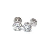 (LD) Aretes con diamantes de laboratorio en oro blanco 14kt. D-1.95Cts.