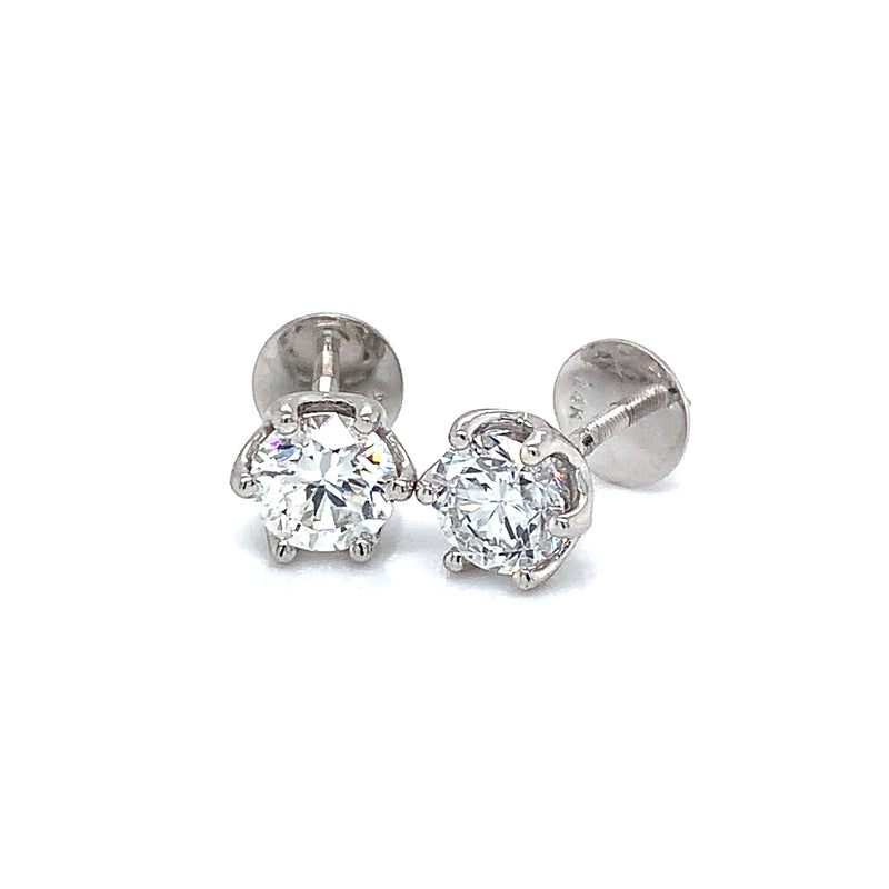 (LD) Aretes con diamantes de laboratorio en oro blanco 14kt. D-1.95Cts.