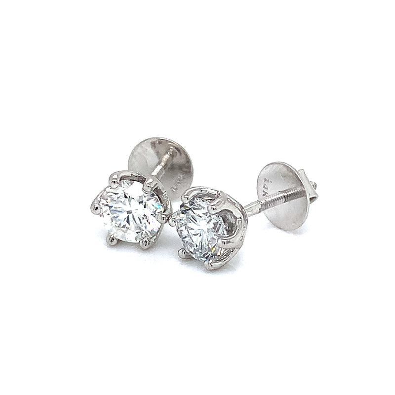 (LD) Aretes con diamantes de laboratorio en oro blanco 14kt. D-1.95Cts.