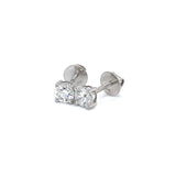 (LD) Aretes con diamantes de laboratorio en oro blanco 14kt.