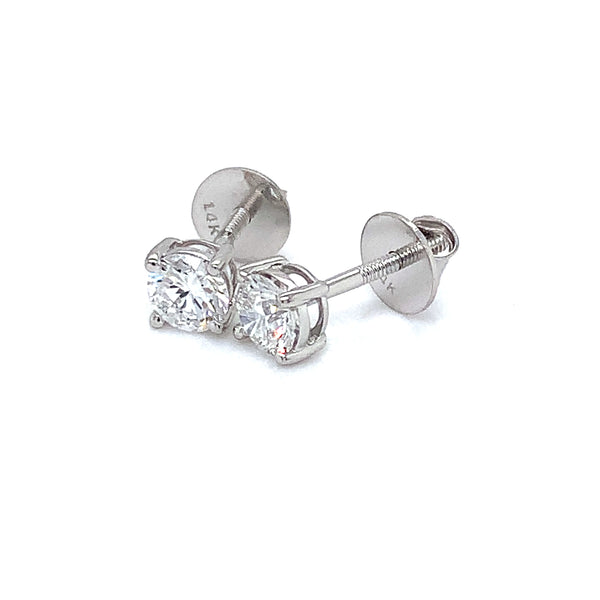 (LD) Aretes con diamantes de laboratorio en oro blanco 14kt.