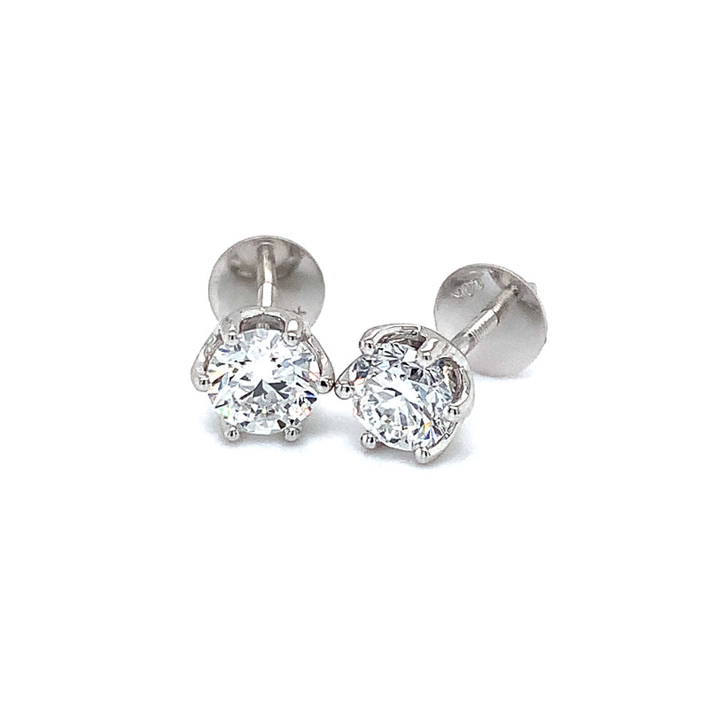 (LD) Aretes con diamantes de laboratorio en oro blanco 14kt. D-1.85Cts.