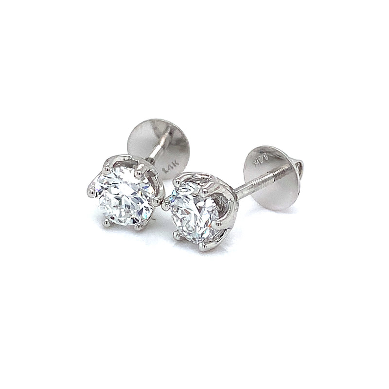 (LD) Aretes con diamantes de laboratorio en oro blanco 14kt. D-1.85Cts.