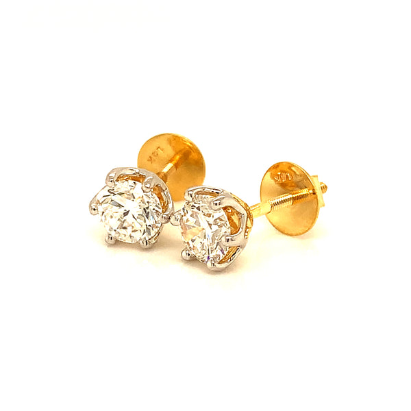 (LD) Aretes con diamantes de laboratorio en oro amarillo 14kt.