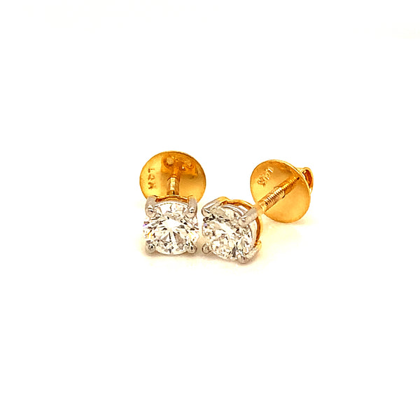 (LD) Aretes con diamantes de laboratorio en oro amarillo 14kt.