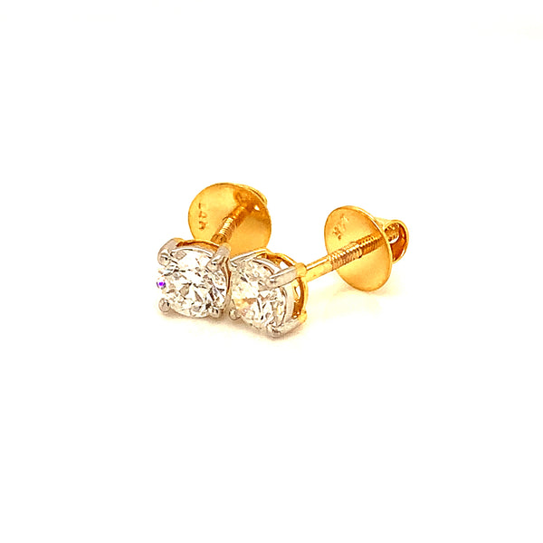 (LD) Aretes con diamantes de laboratorio en oro amarillo 14kt.