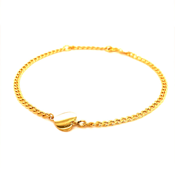 Pulsera (corazón) con oro amarillo 10k. 16/18cm