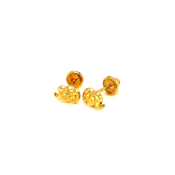 Aretes (elefante) para bebés en oro amarillo 10kt