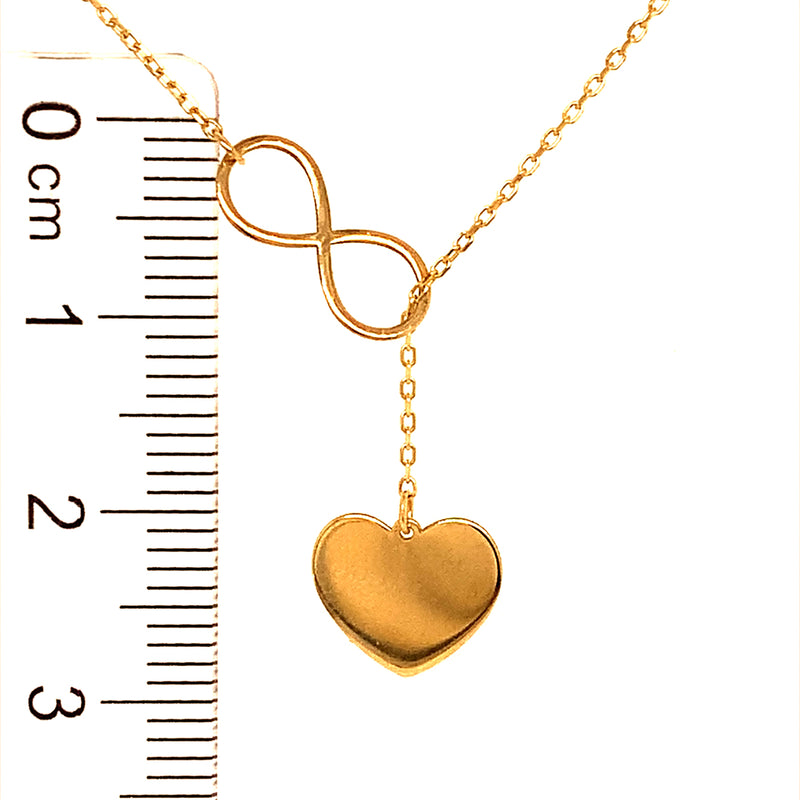 Collar (corazon e infinito) en oro amarillo 18kt. 45cm/47.5cm