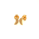 Aretes (luna) con diamantes en oro amarillo 14kt