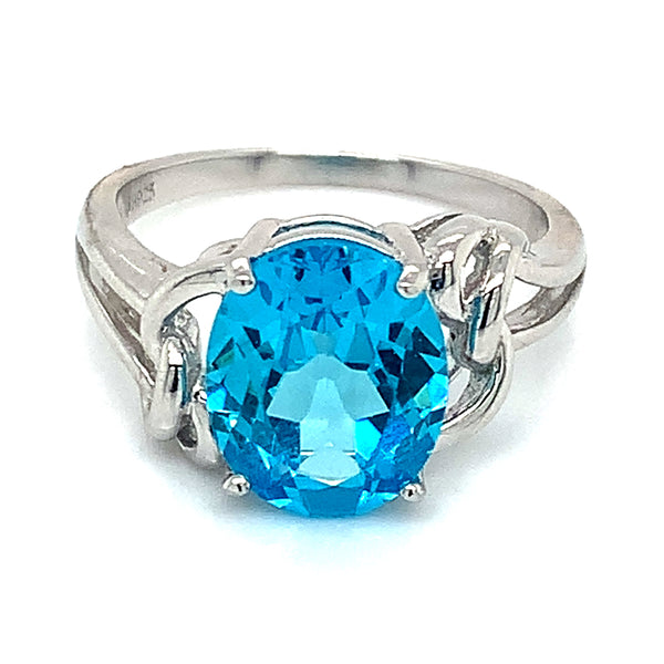 Anillo de cuarzo azul en plata 925