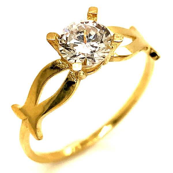 Anillo con circones en oro amarillo 10kt.