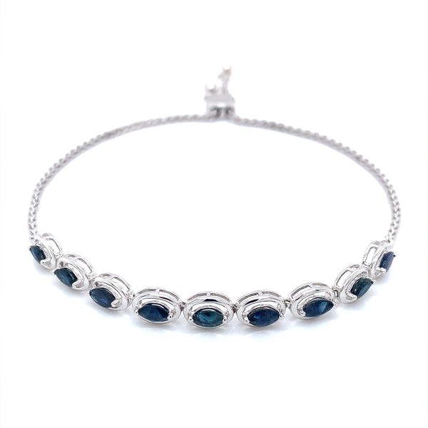 Pulsera ajustable de zafiros en plata 925