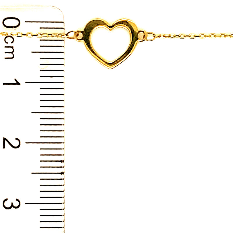 Pulsera (corazón) en oro amarillo 10kt. 17/19CM