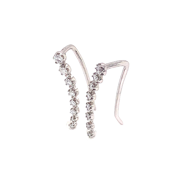 (SOFIA) Aretes (trepadores) con diamantes en oro blanco 10kt