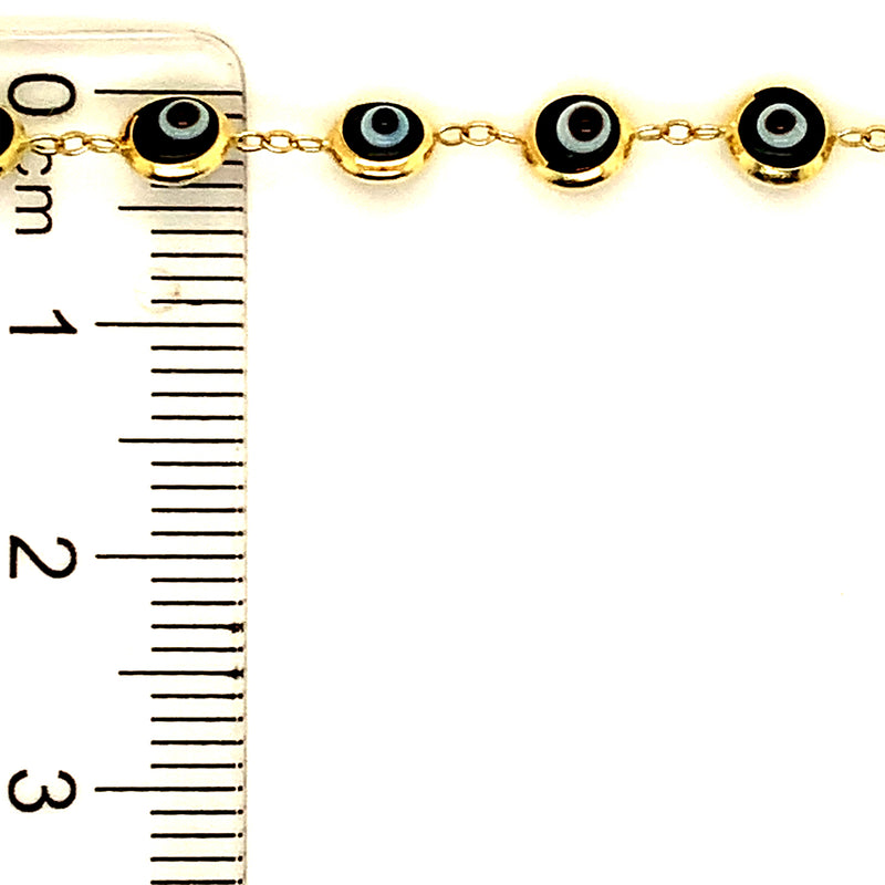 Pulsera (ojo turco) en oro amarillo 10k. 19cm