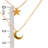 Collar (doble) de luna y estrella en oro amarillo 10kt. 42cm/45cm