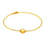 Pulsera (trébol nacar blanco) en amarillo 18k. 17/19cm