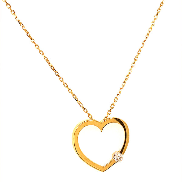 Collar (corazón) en oro amarillo 18kt. 41cm/44cm