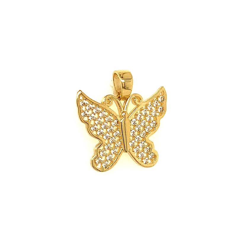 Dije (mariposa) con circones en oro amarillo 10kt.