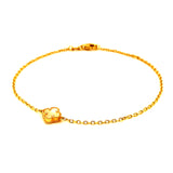 Pulsera (trébol nacar blanco) en amarillo 18k. 17/19cm