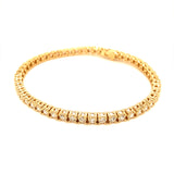 (LD) Pulsera (tennis) con diamantes de laboratorio en oro amarillo 14kt.