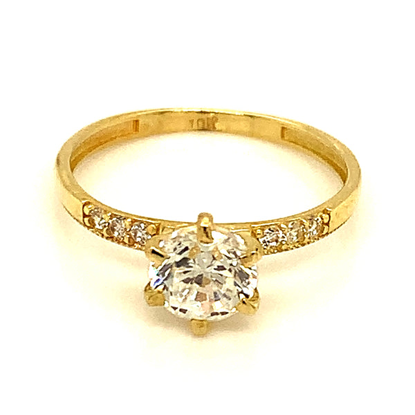 Anillo con circones en oro amarillo 10kt.