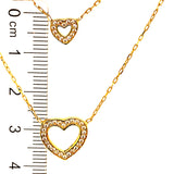 Collar (doble corazones) en oro amarillo 10kt. 42cm/45cm