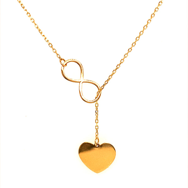 Collar (corazon e infinito) en oro amarillo 18kt. 45cm/47.5cm