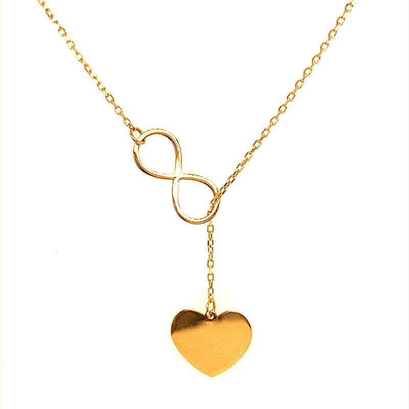 Collar (corazon e infinito) en oro amarillo 18kt. 45cm/47.5cm