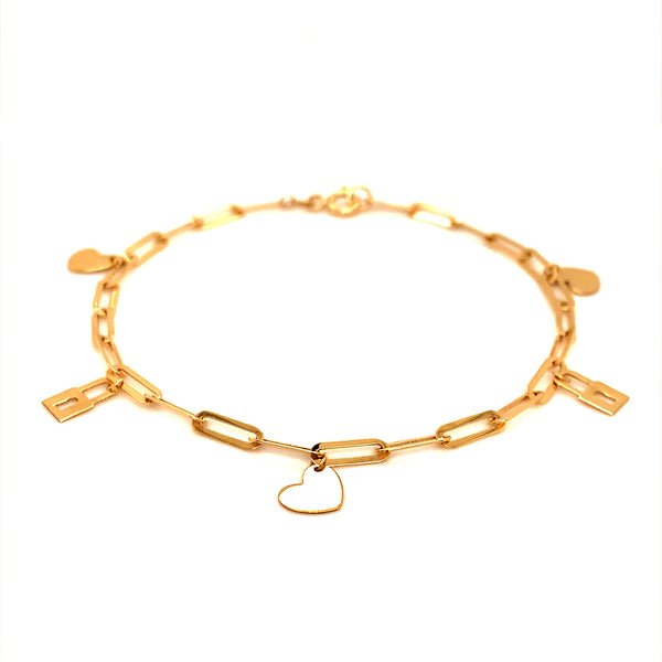 Pulsera (corazón y candado) en oro amarillo 18k. 18cm