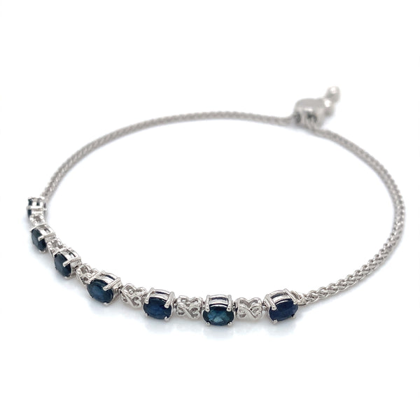 Pulsera ajustable de zafiros en plata 925