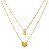 Collar doble (corazón e infinito) en oro amarillo 10kt. 42/45cm