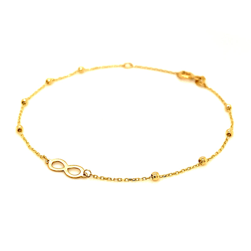 Pulsera (infinito) en oro amarillo 10k. 17cm/19cm