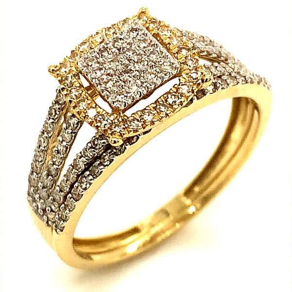 (SOFIA) Set de anillos de diamantes en oro amarillo 10Kt.