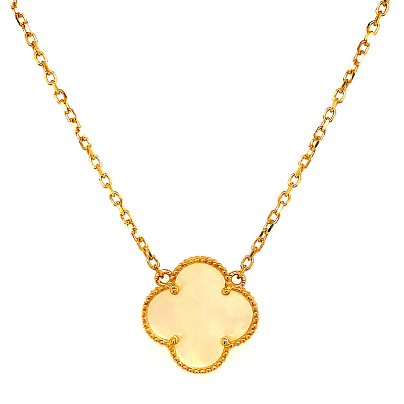 Collar (trébol nacar blanco) en oro amarillo 18kt. 42/45cm